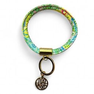 Lilly Pulitzer Floral Patterned Bangle Keychain | Yellow Blue Green